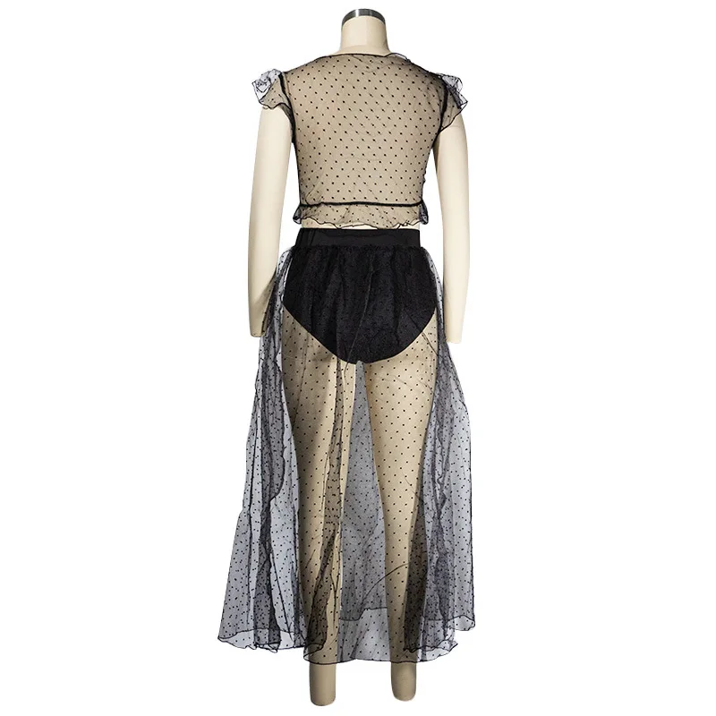 Платье в горошек Adogirl комплект из двух предметов прозрачная сетчатая рубашка с