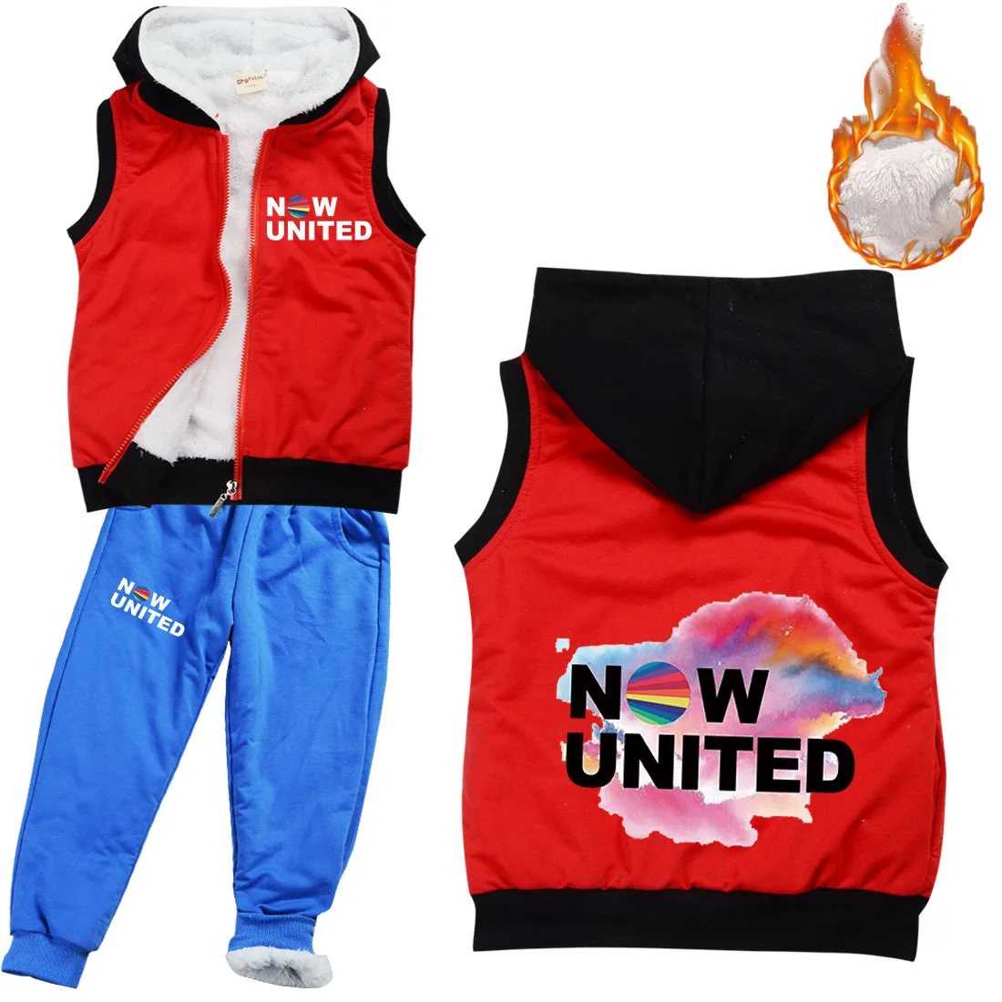 

Fashion Boys Now United Clothes Sets Kids Winter Warm Faux Down Vest Sleeveless Jacket Pants 2pcs Sets Toddler Girls Snowsuit
