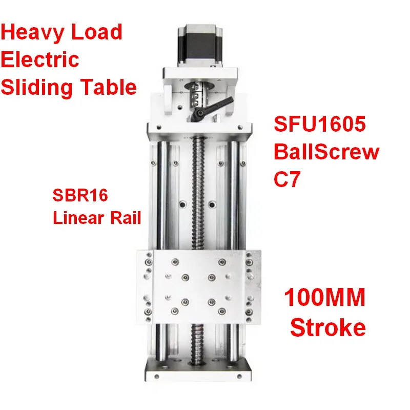 

Linear Stage 100MM Stroke CNC Heavy Load Electric Precision Milling Sliding Table Slide SFU1605 C7 Ball Screw SBR Guide Platform