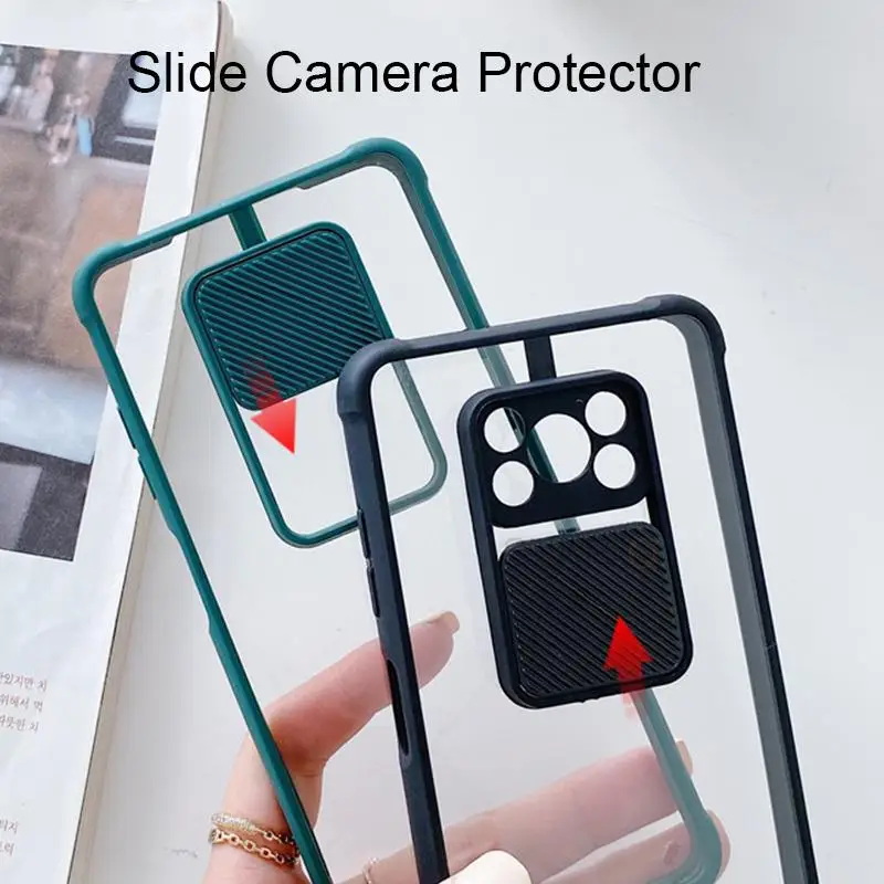 acrylic clear phone case for xiaomi mi poco x3 nfc x 3 pro f3 m3 5g transparent sliding camera protector poko x3pro airbag cover free global shipping