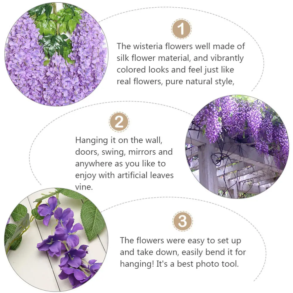 

12Pcs Artificial Hanging Wisteria Simulated Wisteria Flower Hanging Floral Decor