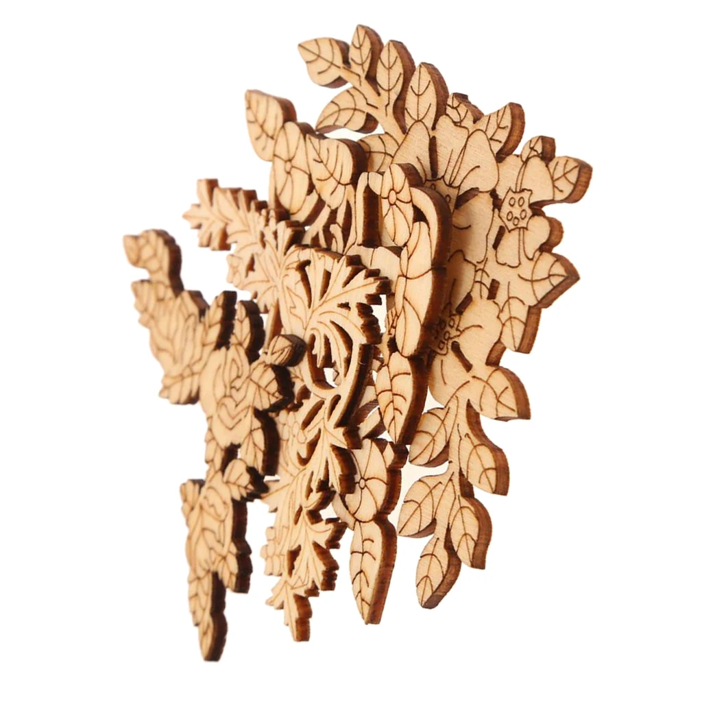 

4PCS Cut Decorative Cutouts Wooden Shape Craft Wedding Embellishment