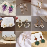 popular simulation pearl butterfly star flower opal acrylic rhinestone earrings for women wedding korean ladies girls jewelry