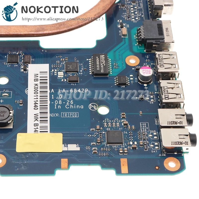 NOKOTION LA-6842P для TOSHIBA C660 материнская плата i5 + радиатора подходит PWWAA LA-6843P K000111550 toshiba