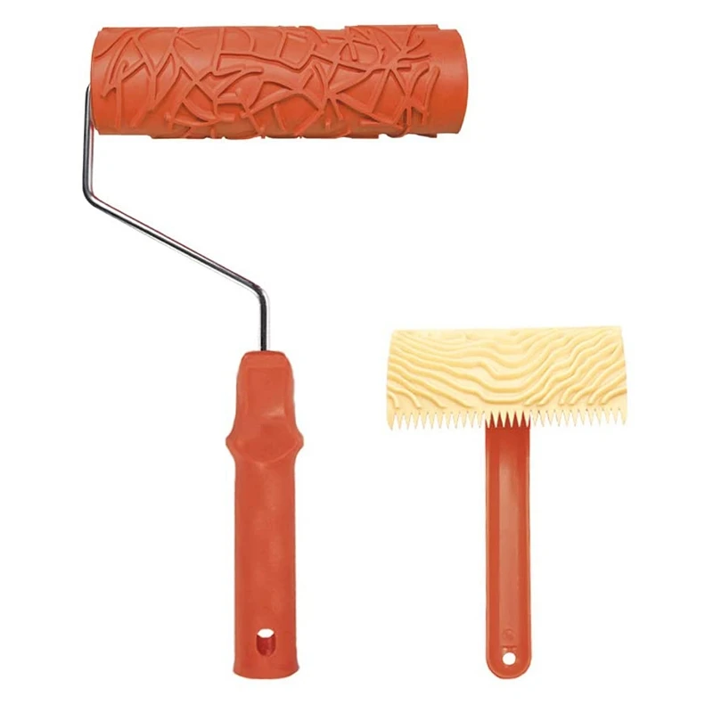 

Топ, комплект из 2 предметов, 7 дюймов с узором "под дерево" ролик 4 дюйма зернистости живопись инструмент с ручкой тиснением трещины арт резин...