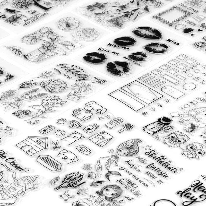 Винтажный прозрачный штамп с цветами птицами розами украшение сделай сам