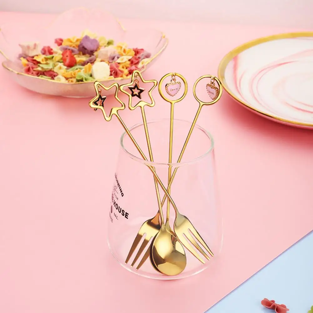 Десертная ложка 2 цветов из нержавеющей стали для смешивания кофе не