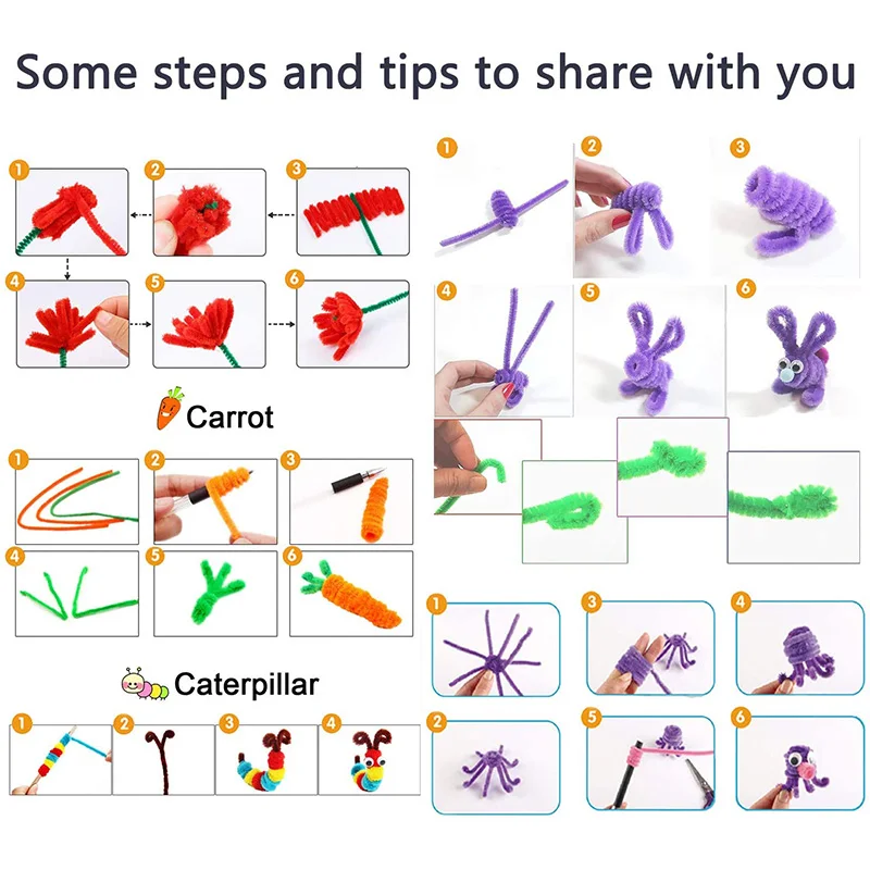 

200Pcs Pipe Cleaners Chenille Stems Kids DIY Craft Educational Toys Art Creative Crafts Decorations