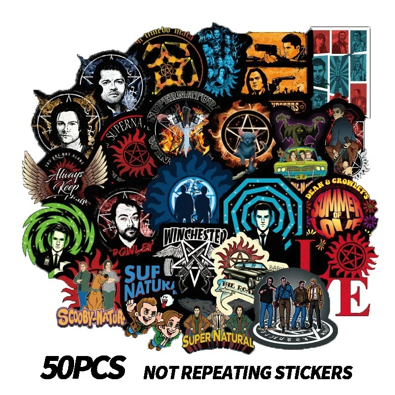 

50pcs supernatural power American drama PVC waterproof graffiti stickers skateboard guitar trunk helmet DIY motorcycle stickers