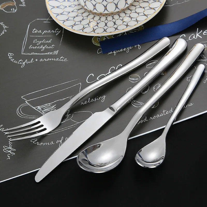 Столовые приборы из нержавеющей стали в стиле Френч лунный свет ложка титановая