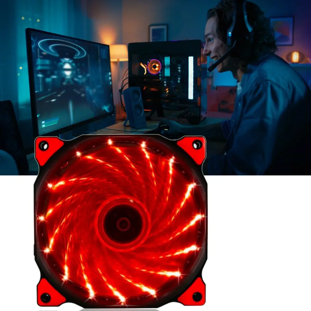 Ультра тихий светодиодный вентилятор 120 мм для ПК 12 см кулер 15 вентилятор|Кулеры и