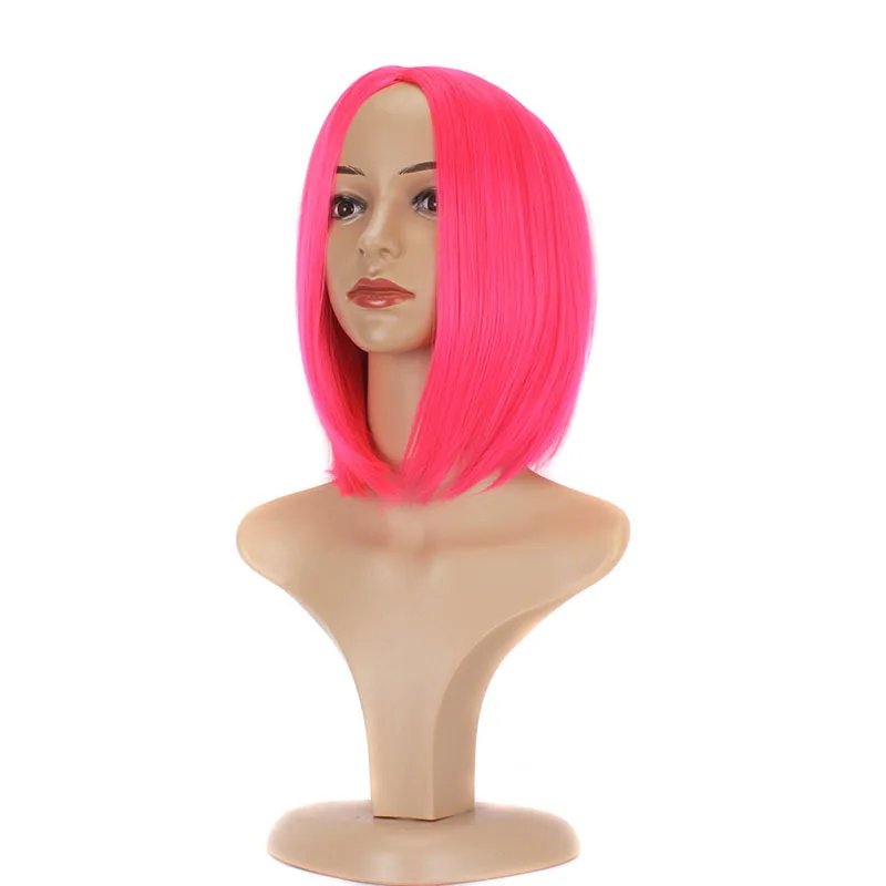 Шелковые короткие волосы BOBO с розовой пряжкой Европейское и американское лицо