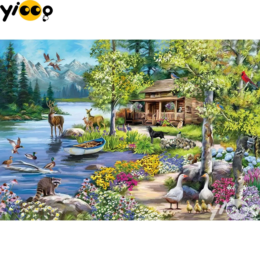 

Full Square/Round Diamond Embroidery Mountain Retreat 5D Diamond Painting Rhinestone Mosaic Home Decor Gift BX2354