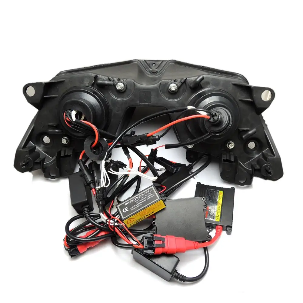 KEMiMOTO для Kawasaki Ninja 300 ZX-6R 2013- Ninja250 Ninja300 ZX6R Ангел глаз HID проектор мотоциклетная фара в сборе