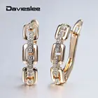 Серьги-гвоздики с прозрачным кубическим цирконием для женщин и девушек, висячие серьги из розового золота 585 пробы с квадратной коробкой, Подарочная бижутерия, DGE295