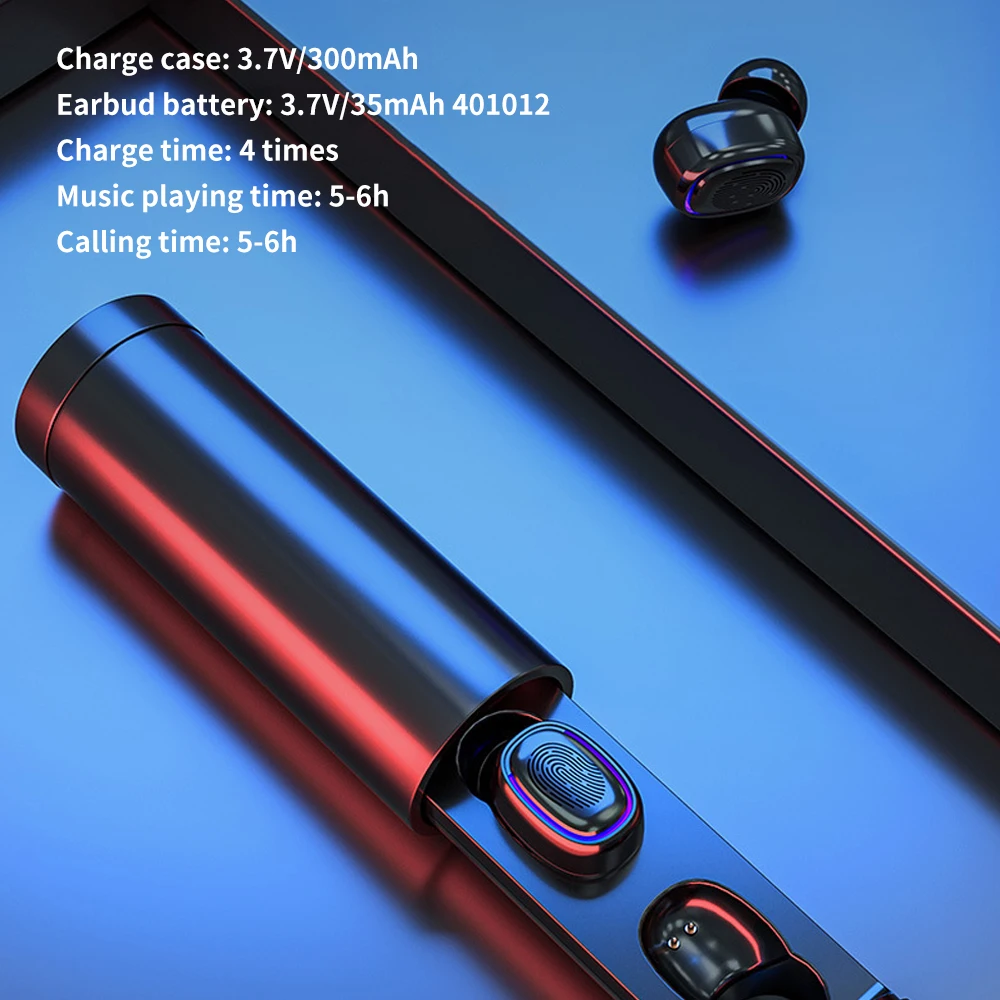 Hi fi стерео звуковые гарнитуры истинные беспроводные с зарядным боксом сенсорное