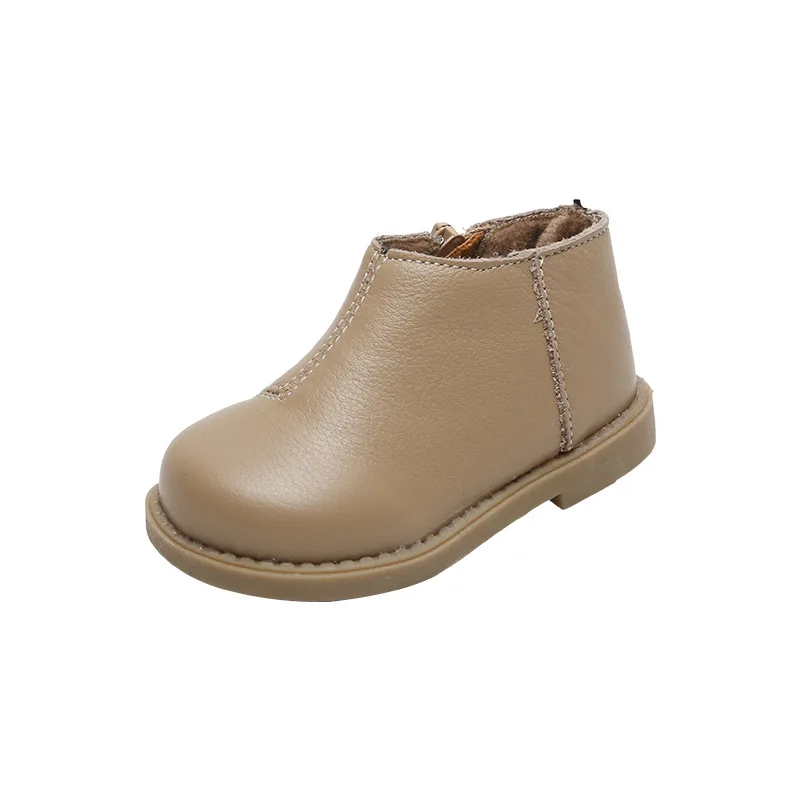 Детская обувь из натуральной кожи Детские теплые ботинки с мягкой подошвой