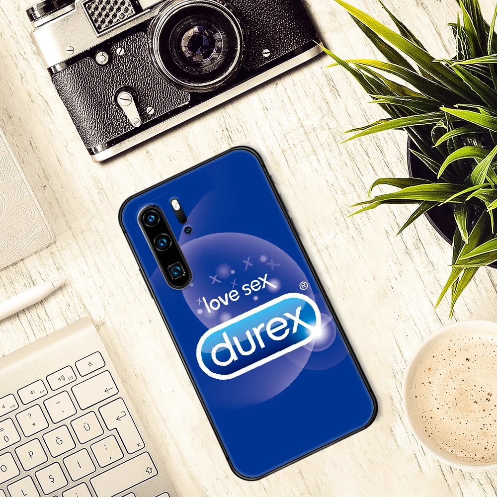 

Durex brand Phone Case For Huawei P Mate 10 20 30 40 Lite Pro smart Z 2019 nova 5t black Funda 3D Bumper Luxury Coque Trend Back