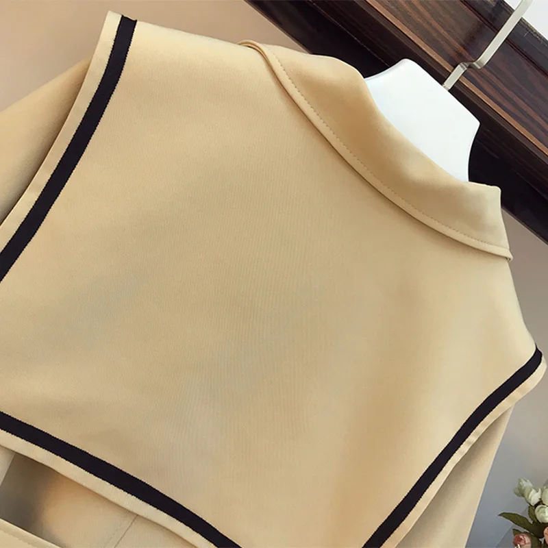 Женский плащ-Тренч размера плюс блейзер с отворотом длинный рукав свободная