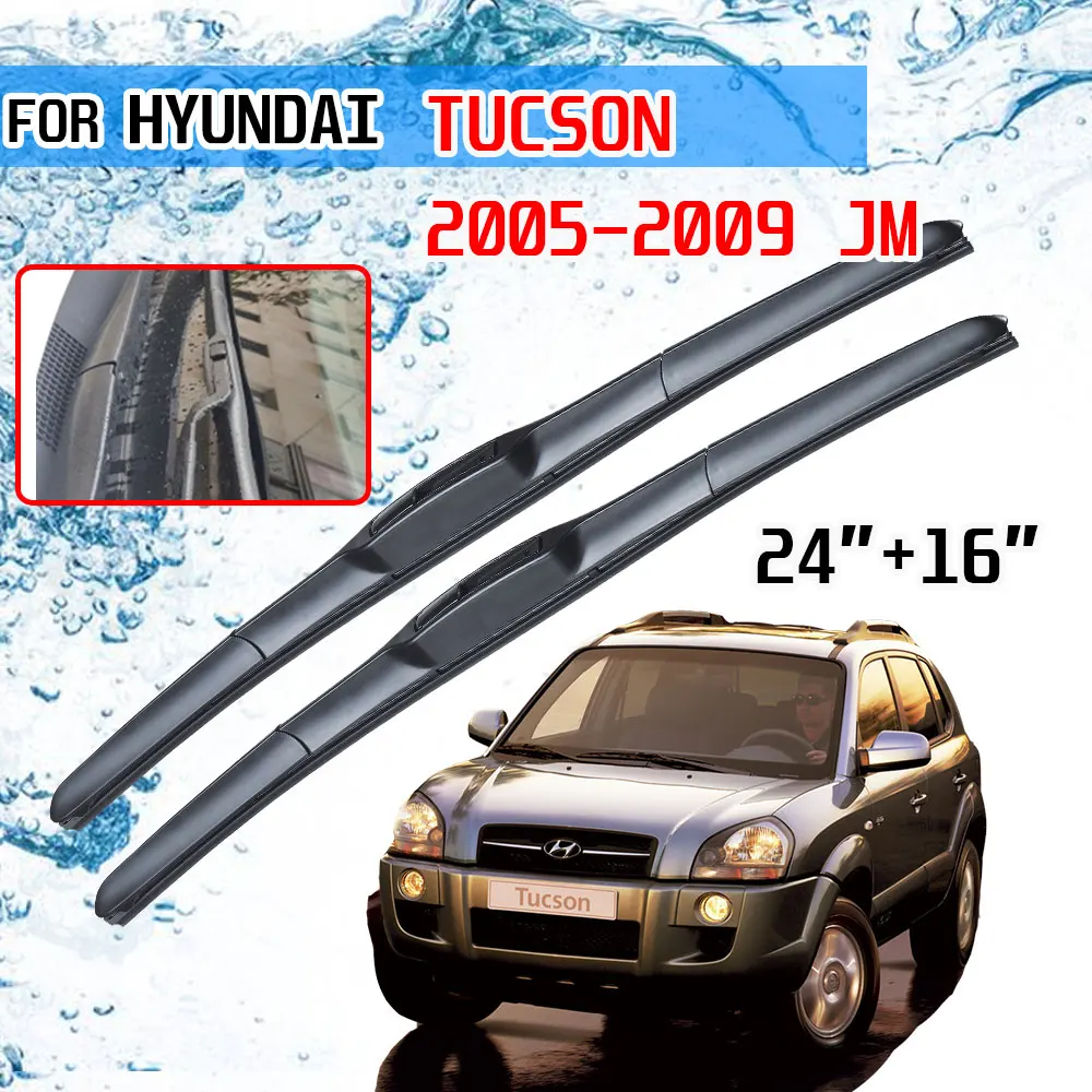 For Hyundai Tucson JM 2005 2006 2007 2008 2009 Accessories Front Windscreen Wiper Blade Brushes Wipers for Car Cutter U J Hook