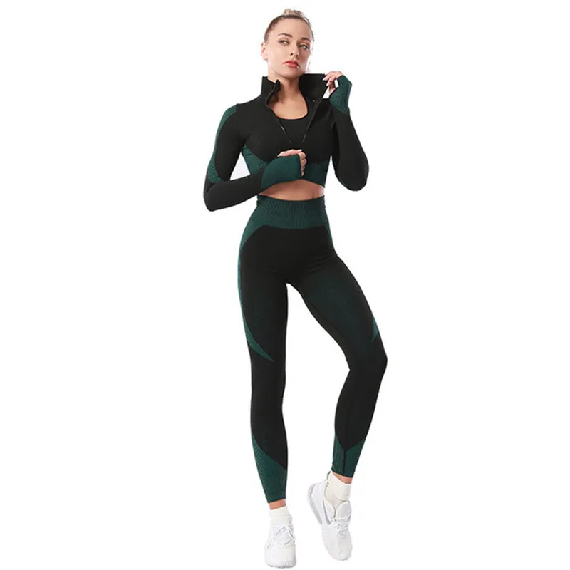 Комплект спортивный женский для фитнеса S/M/L/XL/XXL нейлон + спандекс цвет в