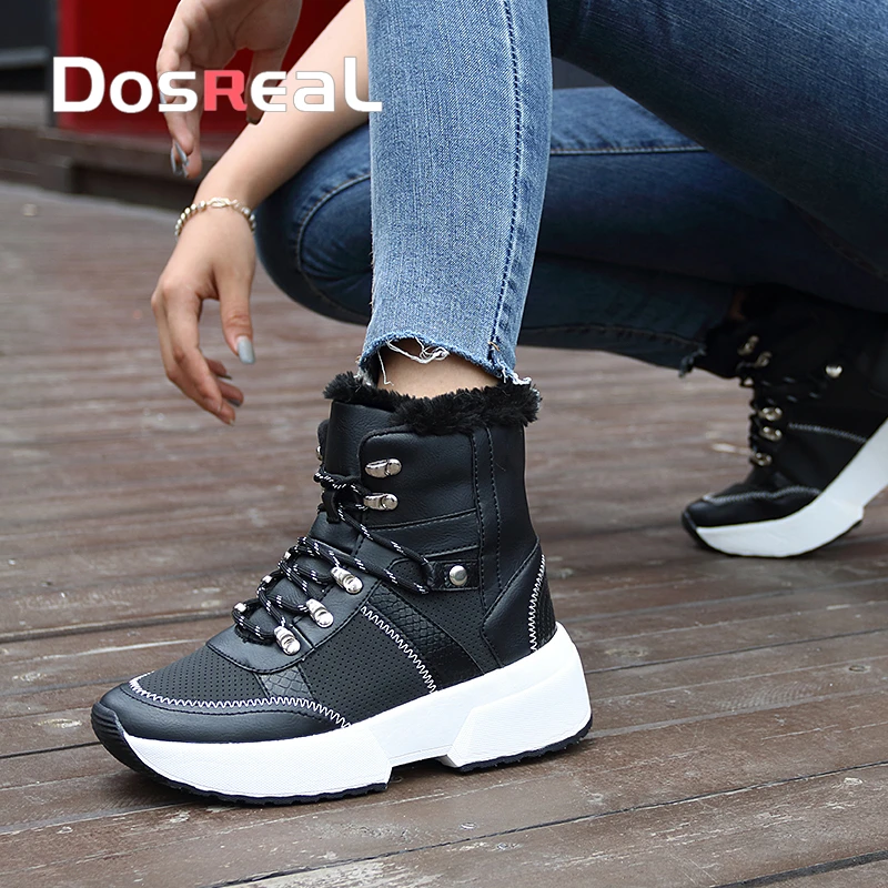 Doesreal/женские ботинки Зимняя новая дизайнерская модная обувь Теплые на меху для
