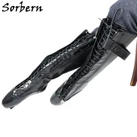 sorbern customized fetish lockable zipper ballet boots knee high for women padlock black matte multi color