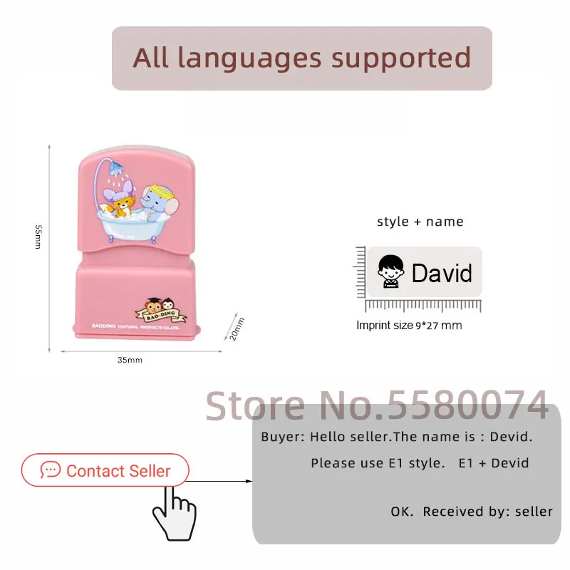 

Custom Name Stamp DIY for children Name Seal student clothes chapter for School student Child cloths Sticker Baby dog cat