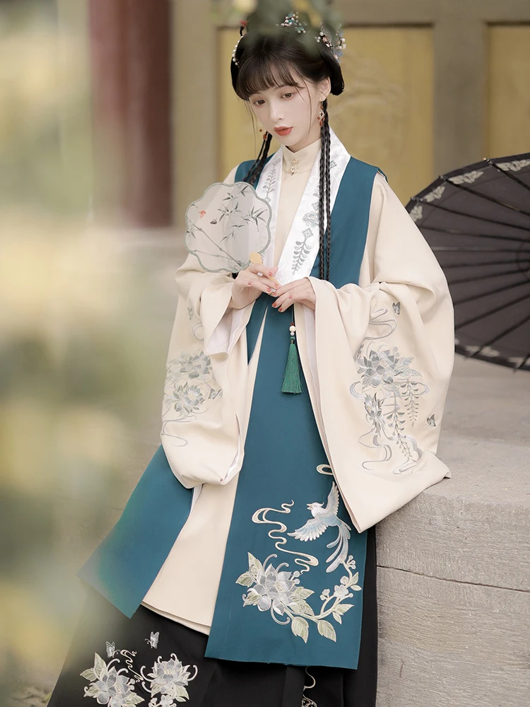 

2023 современный классический традиционный китайский костюм hanfu Изысканная Цветочная вышивка дизайн народный танец ming-made Восточная одежда