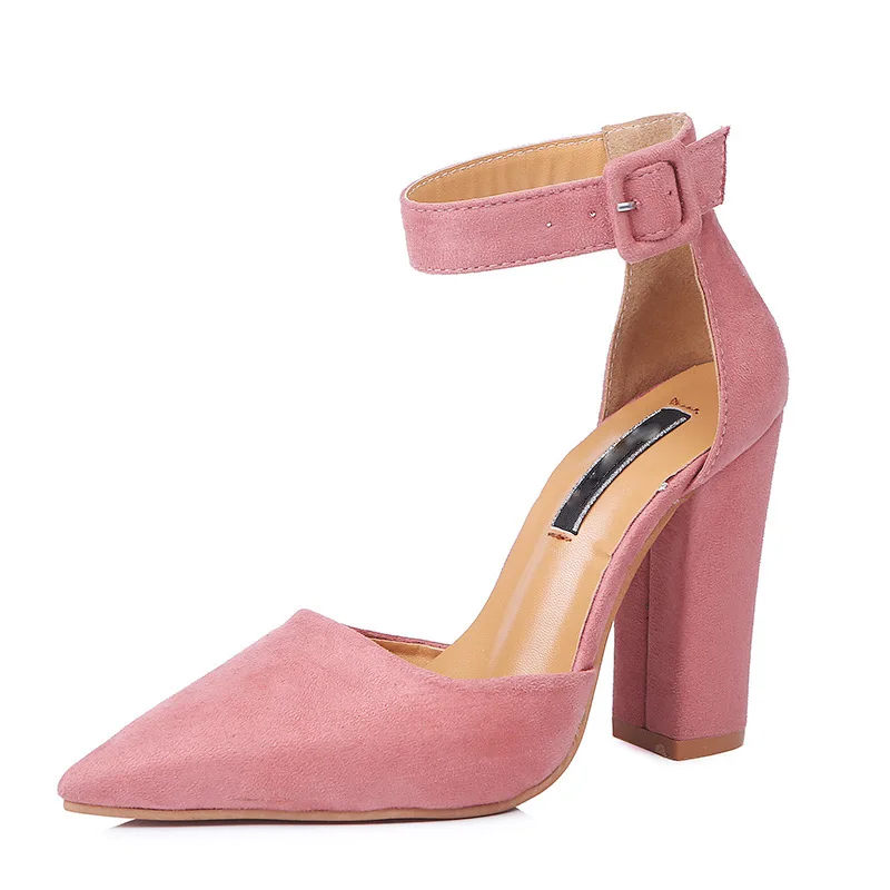 Модные женские туфли на высоком каблуке; zapatos Mujer; туфли-лодочки с острым носком; женская обувь; женские вечерние туфли-лодочки с ремешком на щиколотке; Летние босоножки; коллекция 789 года - Цвет: Розовый