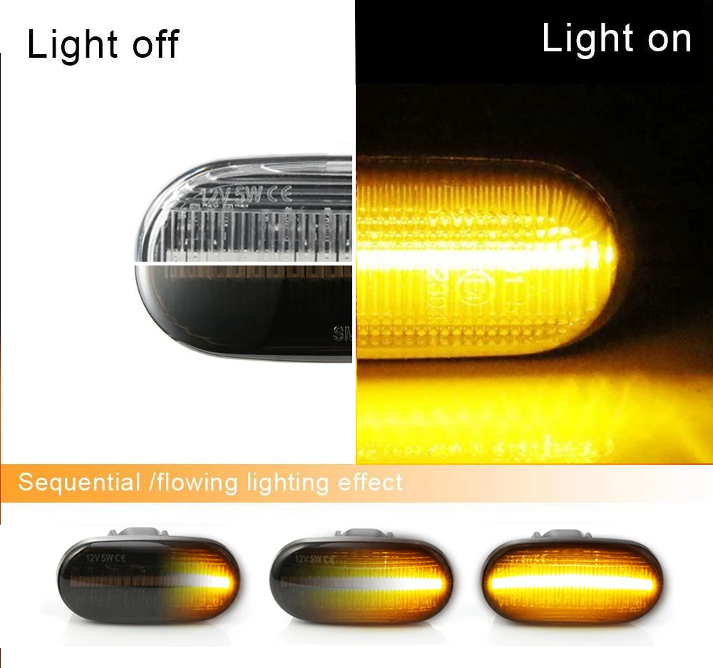 

2x Dynamic Amber LED Fender Side Marker Turn Signal Light For Honda Civic Del Sol S2000 ACURA Integra