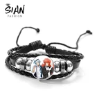 Ударопрочный браслет Genshin из аниме-мультфильма, многослойный кожаный браслет на запястье для подростков с художественным фото-стеклом, подарочные аксессуары