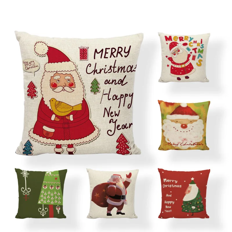 

Лидер продаж Санта Клаус наволочка Олень Дерево льняная смешанная ткань Материал чехла подушки домашний диван Рождественская трость декор...