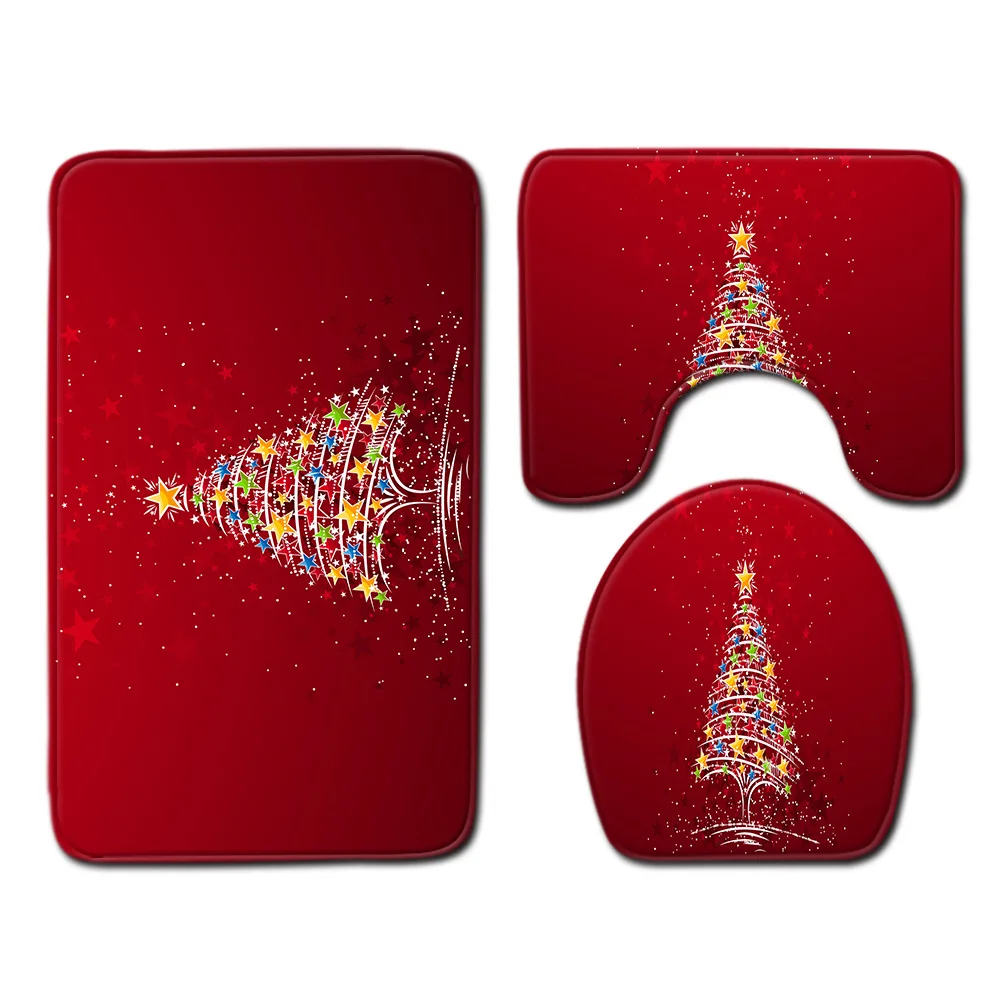 Рождественский коврик для ванной Zeegle фланелевый нескользящий домашний декор