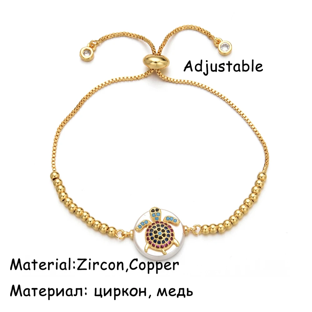 

20pcs/lot Inlay AAA Multi Cubic Zirconia Evil Eye Butterfly Heart Charms Bracelet for Women Men Shell Slide Chain Turtle Jewelry