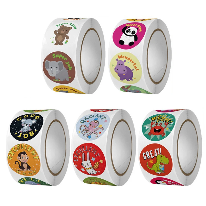 

500 шт. милые животные, мотивирующие наклейки, награда для учителей, подарки для студентов, упаковка, детская игрушка, Декор, канцелярские наклейки