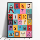 Детский Декор для кабинета, Марвел, супергерой, АБС-пластик, плакат с алфавитом, Мстители, Картина на холсте, Настенная картина, украшение для дома