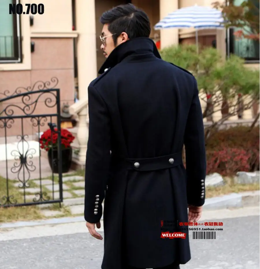 

Men Lager Size Clothing Free Shopping Spring New Slim Retro Wool Woolen Long Section Coat / S-6xl