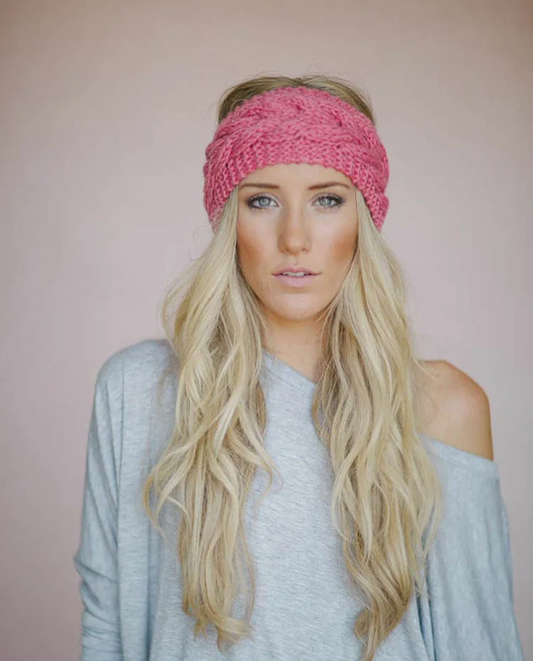 Модная трикотажная пряжа Женская повязка для волос защита ушей головные уборы