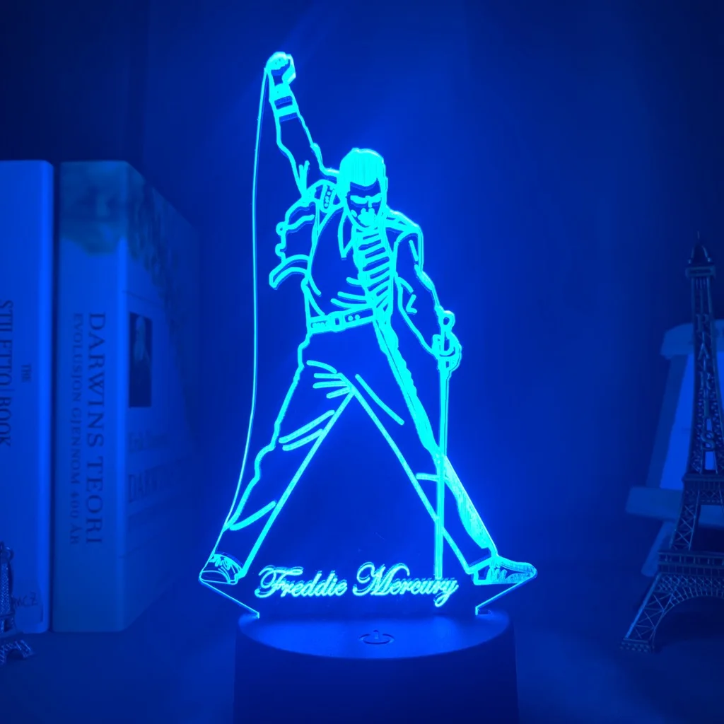 3D светодиодный Ночной светильник лампа Британский певец Меркьюри рисунок ночной