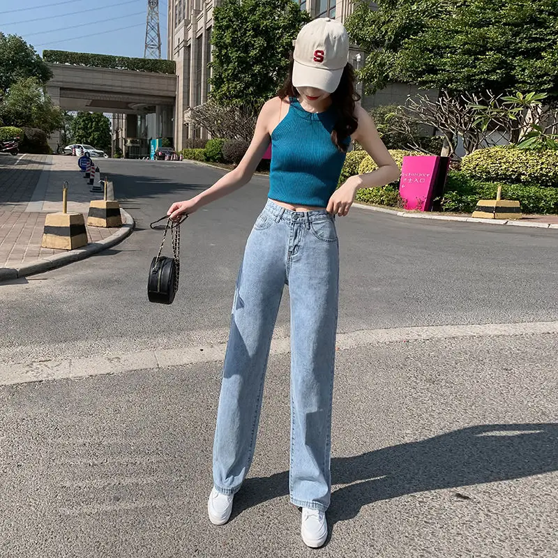 Джинсы в пол новинка 2020 узкие брюки с высокой талией стиле instagram для корейских