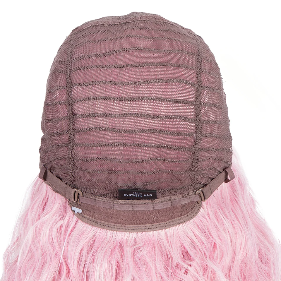 

FASHION IDOL Synthetic Wig With Bangs Natural Wavy Wigs For Black Womens Ombre Pink High Temperature Fiber Cosplay Wig Fake Hair