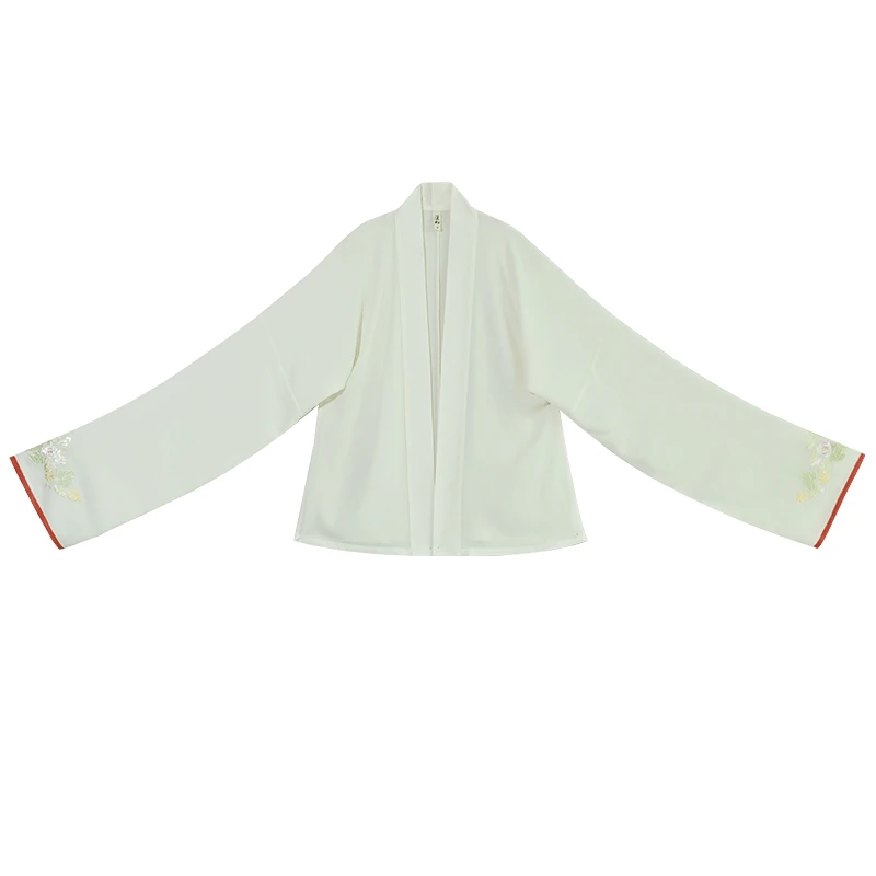 

Hanfu Women Embroidered Short Top Dress Elegant Pleated Dress Cosplay Ancient Long Sleeve Satin Flower Stage Performance Clothes