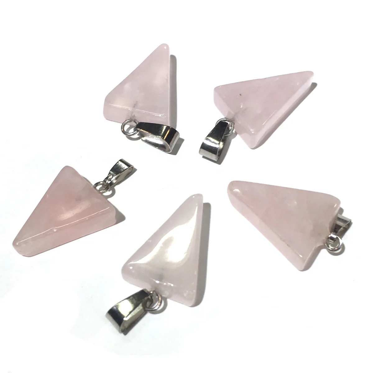 

Triangle Rose Quartzs Unakites Pendant Reiki Healing Natural Stone Amulet DIY Jewelry Natural Stone Charms Size 15x20mm
