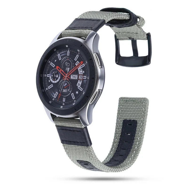 Для Galaxy Watch 46 мм ремешок 22 Премиум нейлон с кожаным ремешком для Samsung Gear S3
