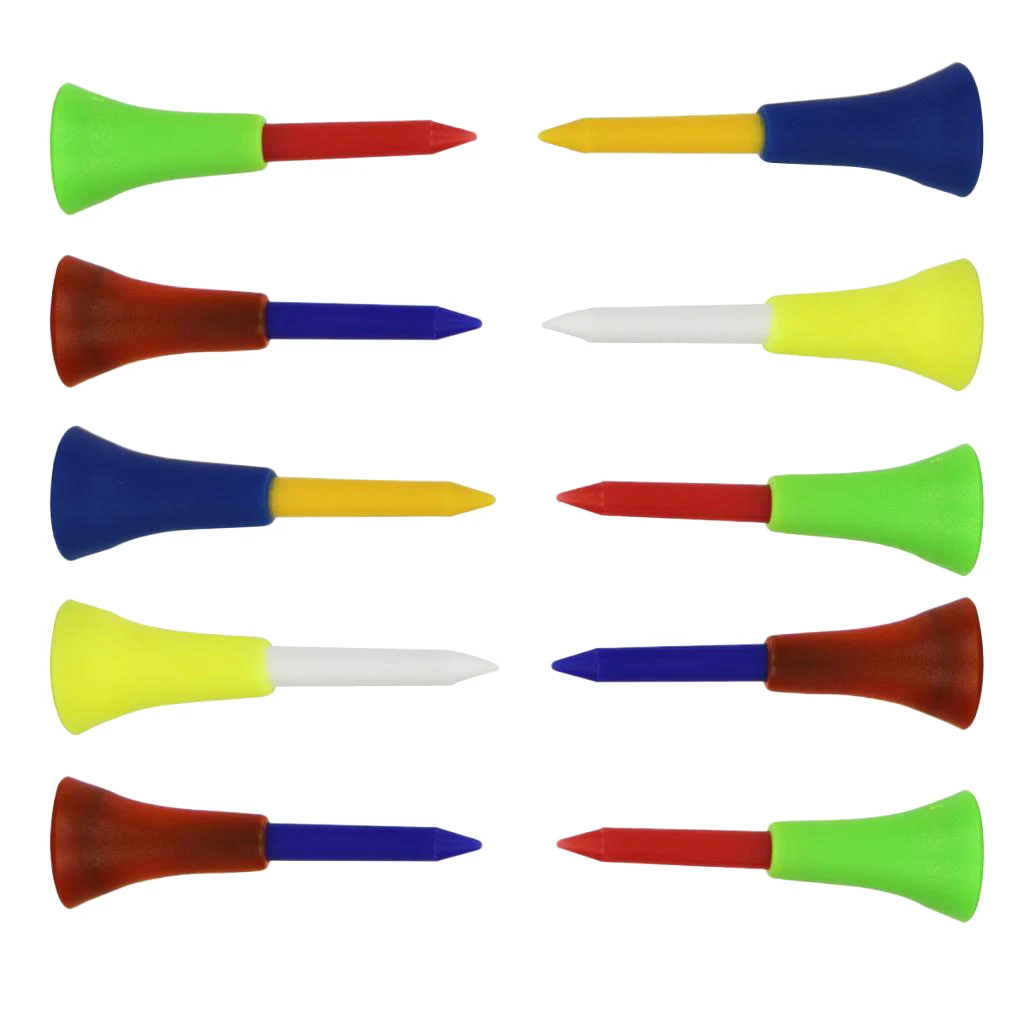 

10pcs Golf Tees Plastic Golf Tees Ball Nail with Rubber Cushion Top Tee 70/56mm