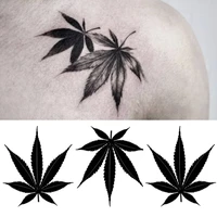 1pcs temporary tattoblack clover leaves maple leaf flower arm body art sticker waterproof female men couple tattoo sticker