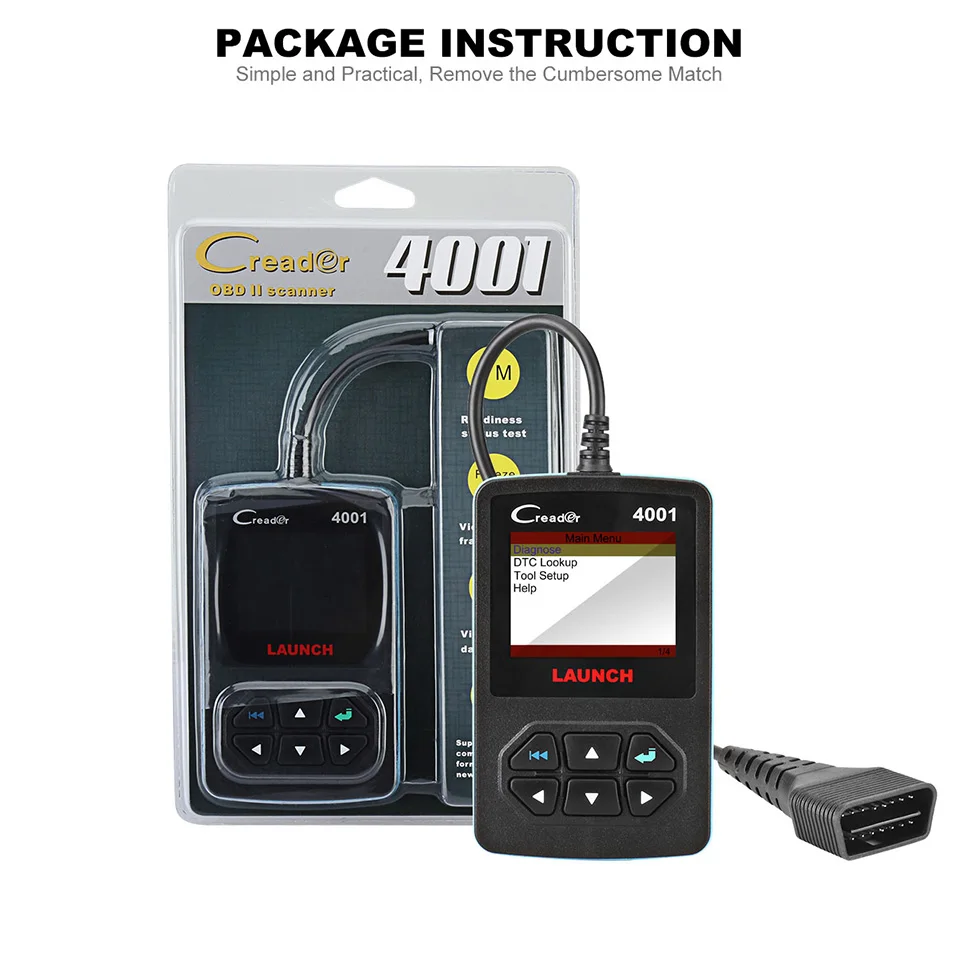 Launch CReader 4001 OBD2 сканер автомобильный OBDII диагностический инструмент считыватель кодов неисправностей DIY Автосканер OBD 2 сканер универсальные инструменты