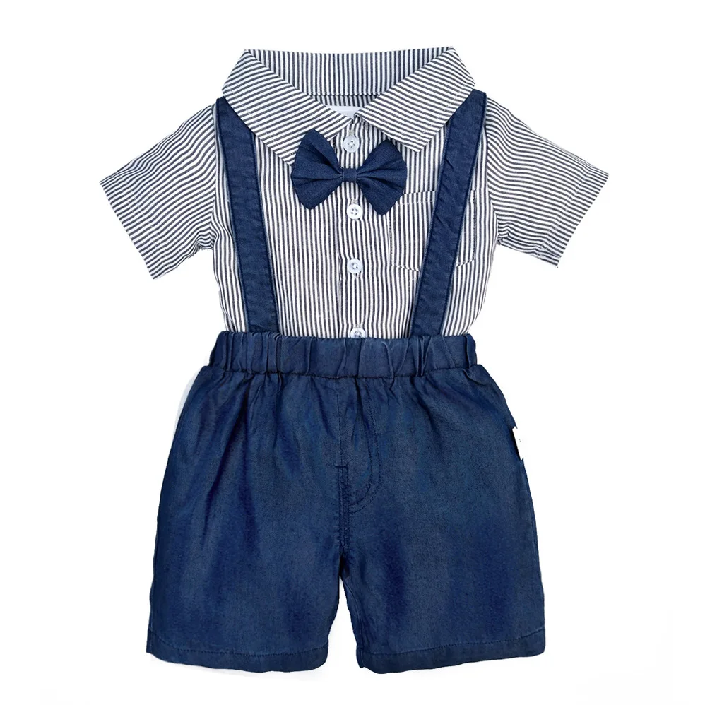 

Baby Boy Clothes Set Summer Gentleman Birthday Suit Newborn Party Dress Soft Cotton Solid Romper+Jeans Pants Infant Boys Outfits
