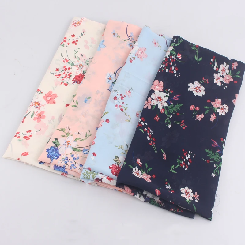 

New 4-color pearl Chiffon print summer lining fir A-line skirt skirt skirt swing dress beach skirt fabric